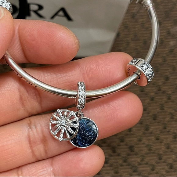 NWOT Limited Edition Pandora Fireworks Bangle Bracelet w/ 3 Christmas Charms EUC - Picture 9 of 15